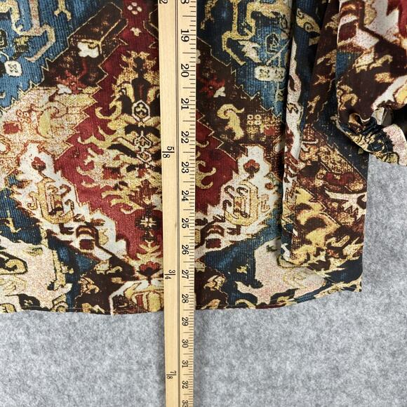 Chaps Top Womens 2X Medallion Blouse 3/4 Sleeve Artsy Ethnic Southwestern Aztec - Picture 8 of 13